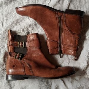 Frye sz 8.5 brown leather chelsea ankle boots